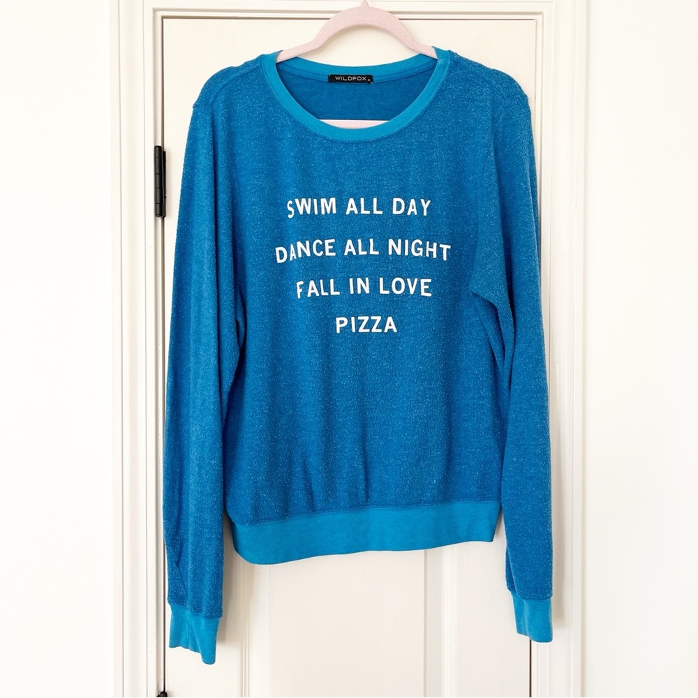 Wildfox Swim All Day Dance All Night Fall In Love Pizza Sweater Sz L